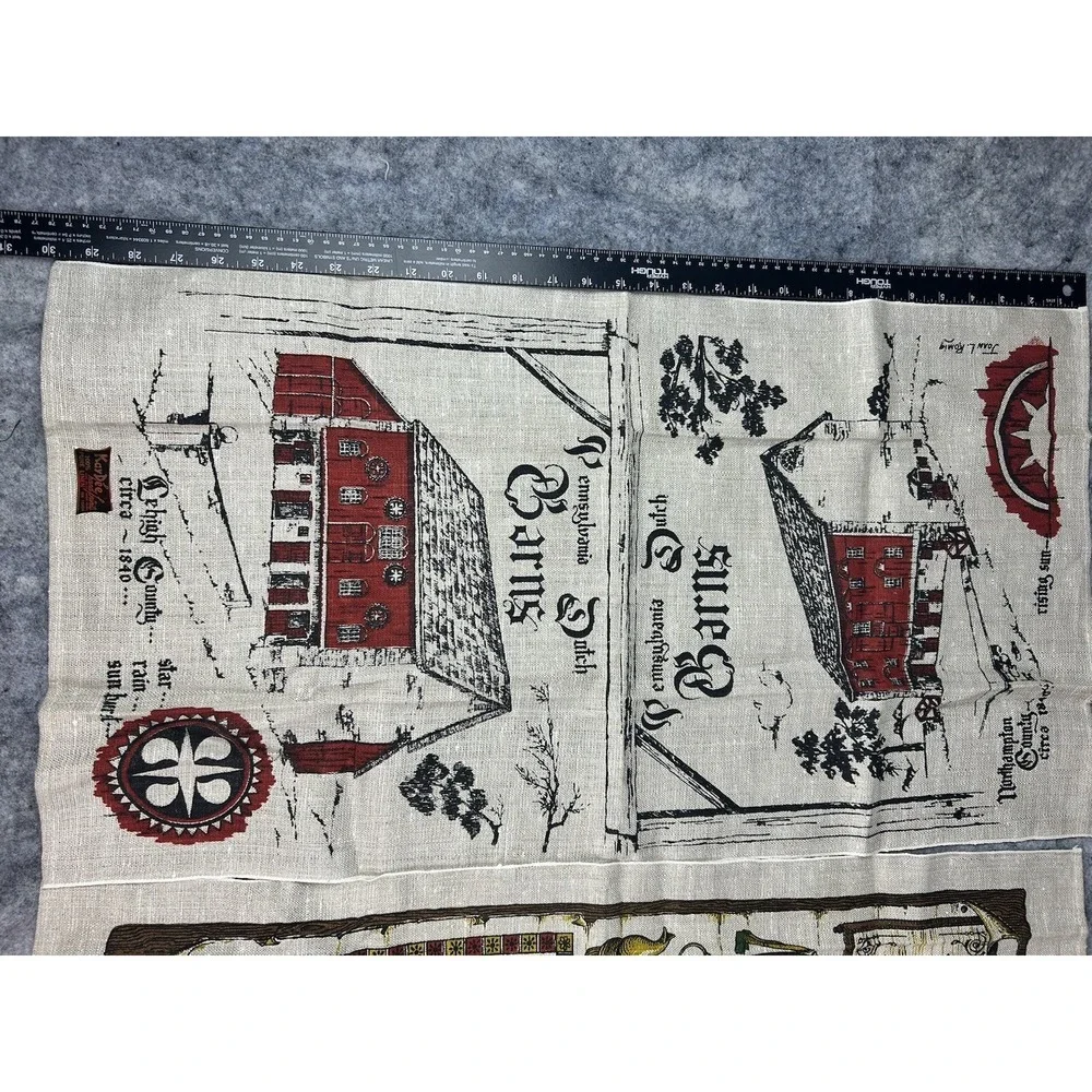 3 Vintage Kay Dee Linen Hand Towels Pennsylvania Dutch Amish‎ Barn General Store